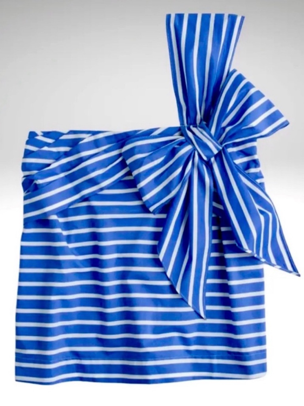 J Crew Blue and White Striped One Shoulder Bow Top, NWT
